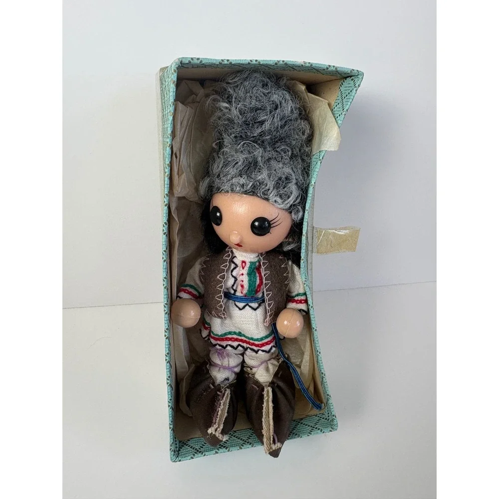 Vintage Soviet Union Gugutse Moldova Doll Wooden Hand Embroidered Outfit Boxed